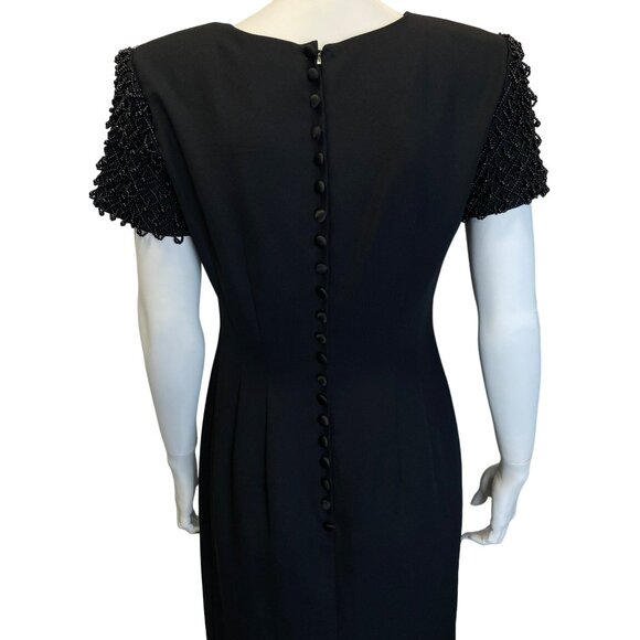 Vintage Womens Black Dress Donna Morgan Petites size 6 Wedding Cocktail Elegant - Picture 8 of 9